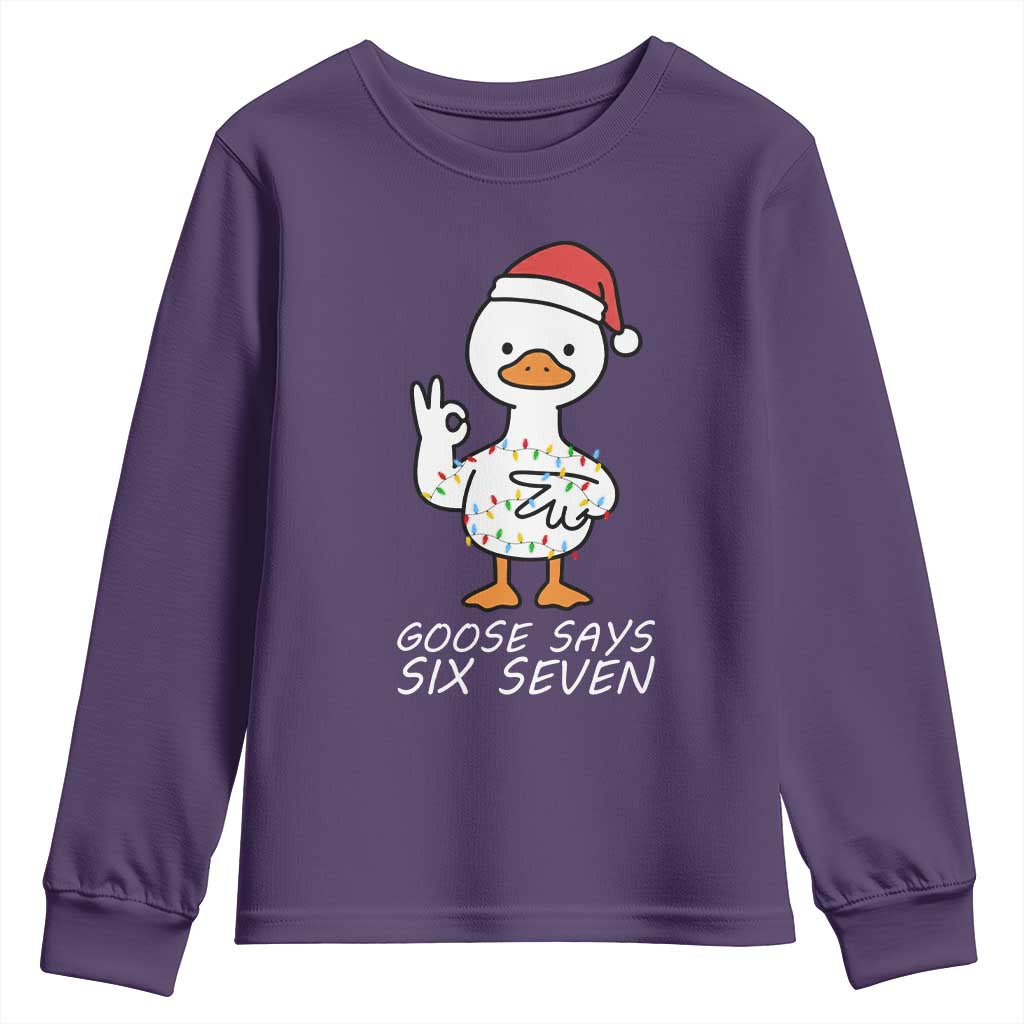 67 Six Seven Silly Goose Christmas Meme Youth Sweatshirt TS14 Purple Print Your Wear