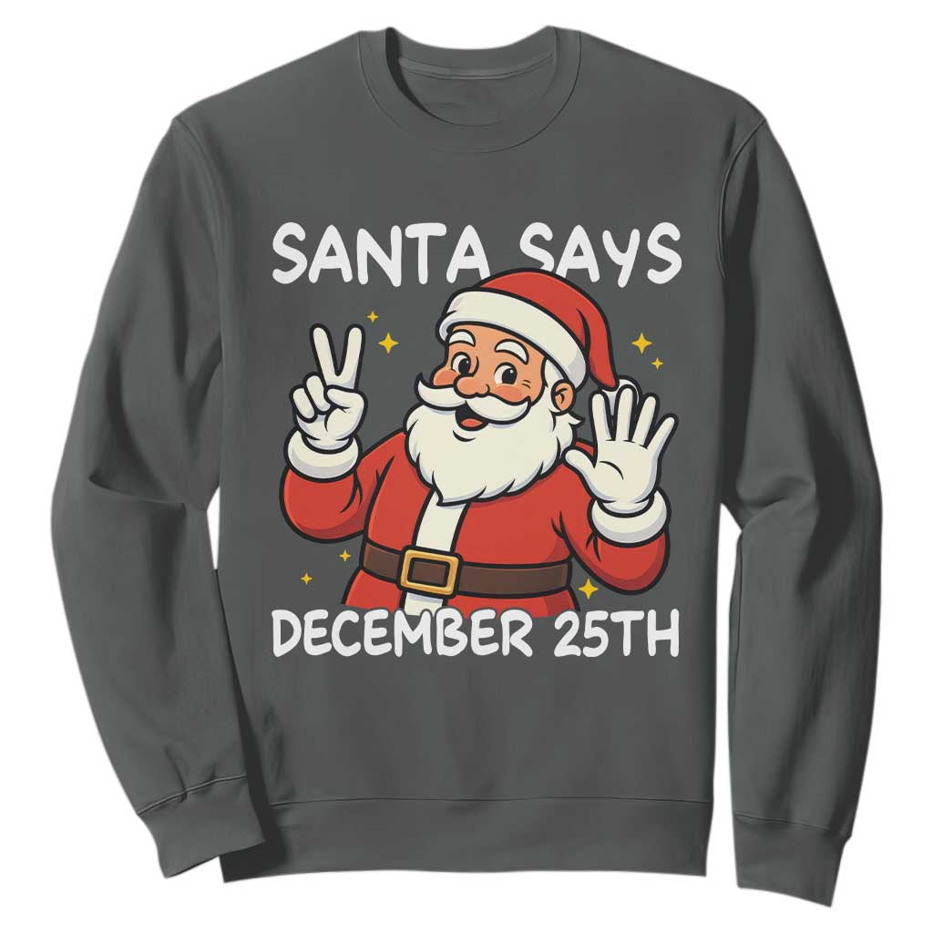 Santa Christmas December 25 Sweatshirt TS14 Dark Heather Print Your Wear