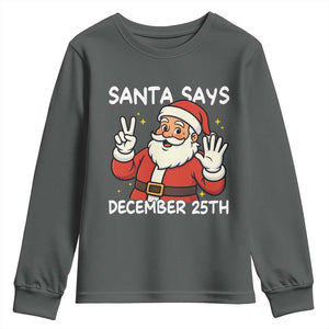 Santa Christmas December 25 Youth Sweatshirt TS14 Dark Heather Print Your Wear