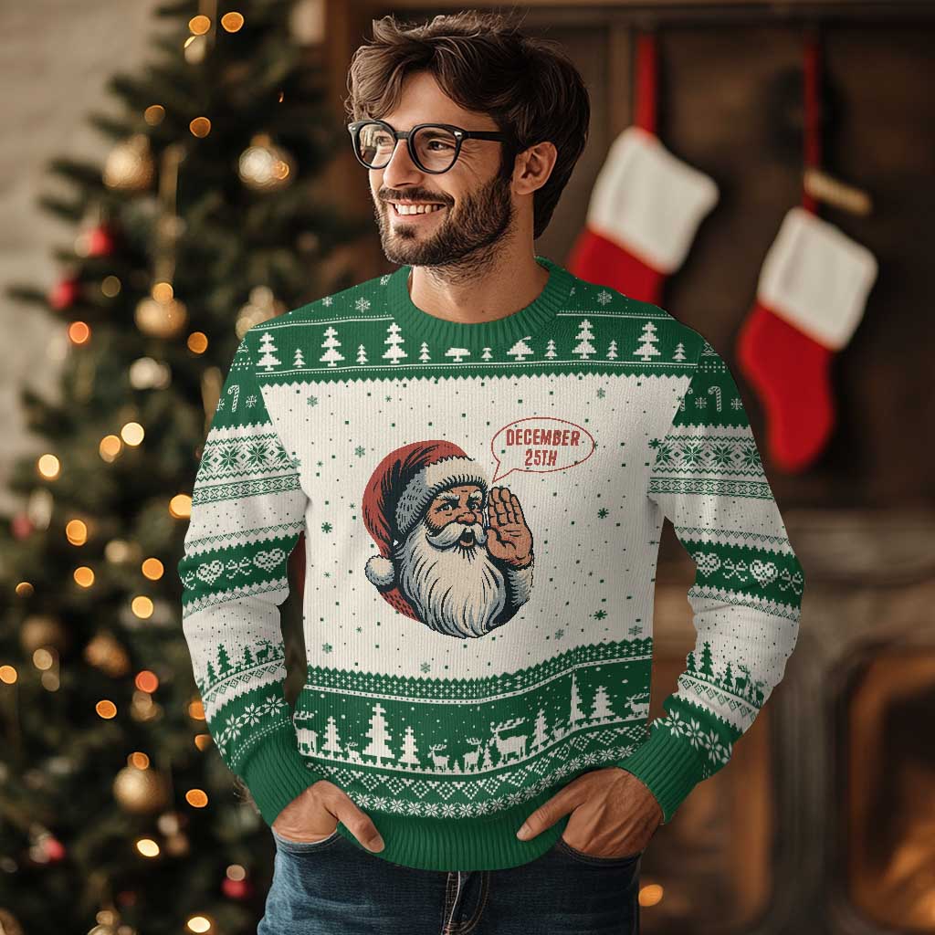 Funny Santa Xmas December 25 Ugly Christmas Sweater TS14 Beige Green Print Your Wear