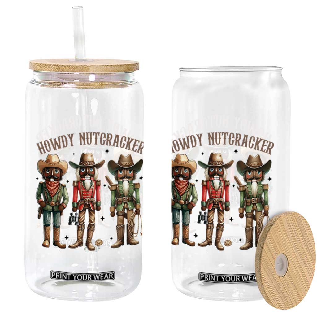 Nutcracker Cowboy Christmas Western Country Howdy Glass Can TS14 Print Your Wear