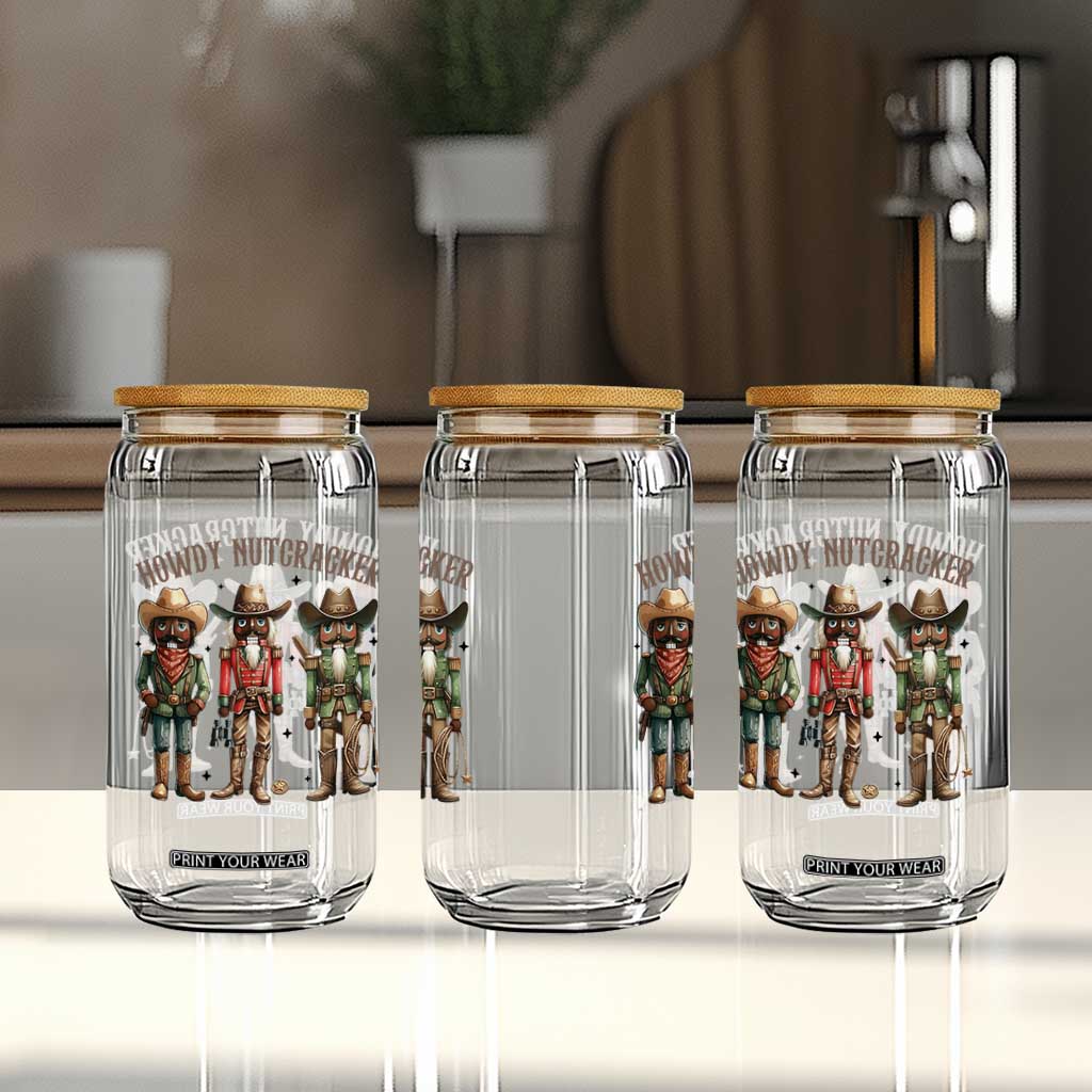 Nutcracker Cowboy Christmas Western Country Howdy Glass Can TS14 Print Your Wear