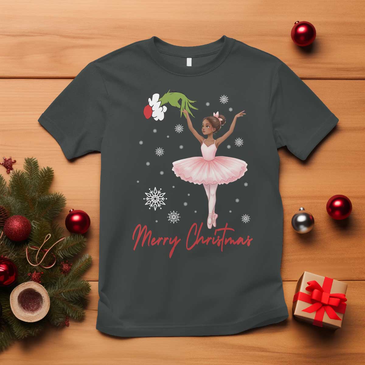 Black Nutcracker Ballet T Shirt Merry Christmas TS14 Dark Heather Print Your Wear