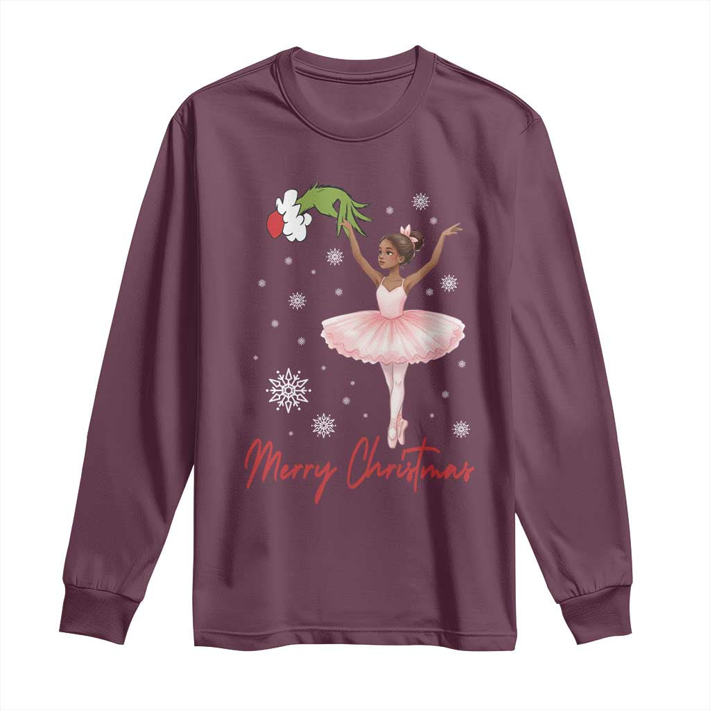 Black Nutcracker Ballet Long Sleeve Shirt Merry Christmas TS14 Maroon Print Your Wear