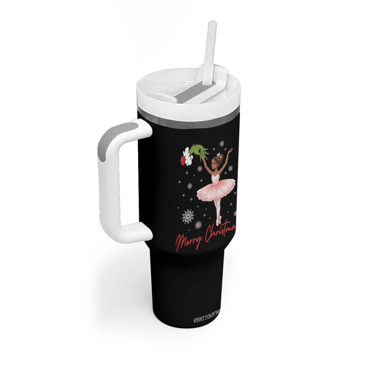 Black Nutcracker Ballet Tumbler With Handle Merry Christmas TS14 Print Your Wear