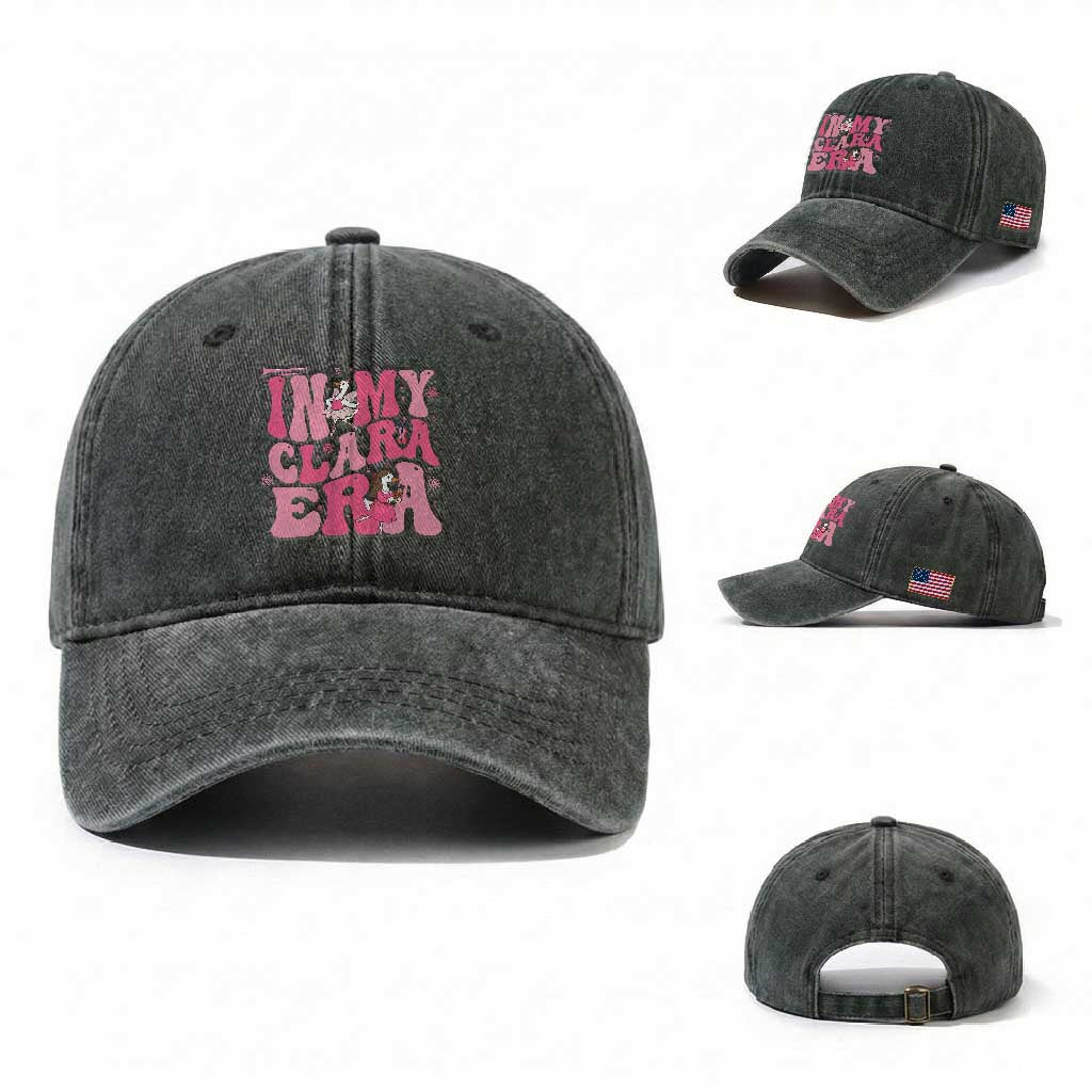 Nutcracker Goose Ballet Washed Cotton Baseball Cap In My Clara Era TS14 Washed Cap Universal Fit Dark Green Print Your Wear