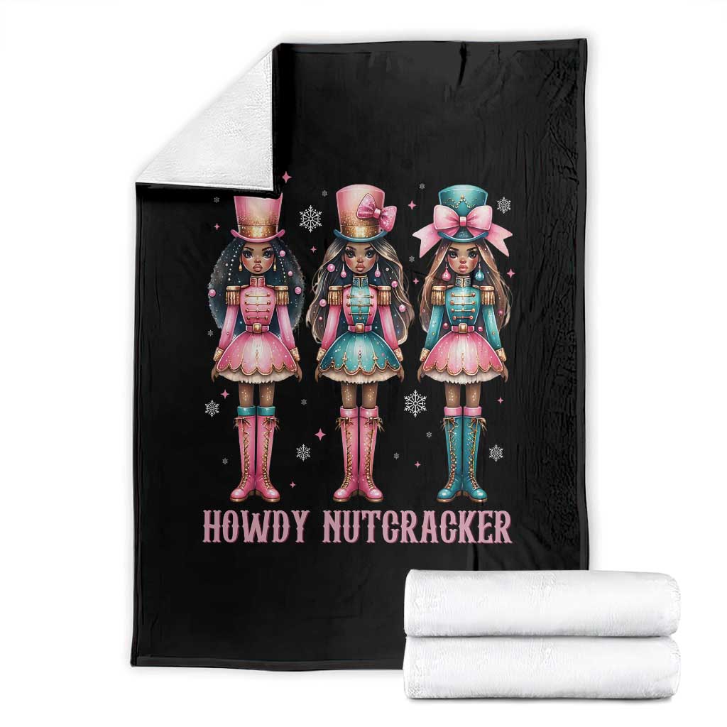 Howdy Nutcracker Cowgirl Christmas Western Country Throw Blanket TS14 Black Print Your Wear