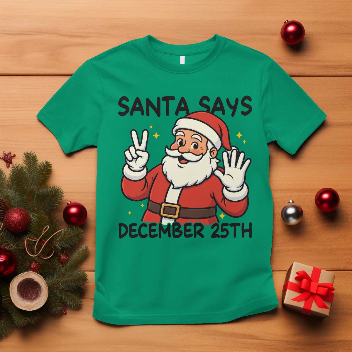 Santa Christmas December 25th Season T Shirt TS14 Irish Green Print Your Wear