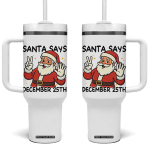 Santa Christmas December 25th Season Tumbler With Handle TS14 One Size: 40 oz White Print Your Wear
