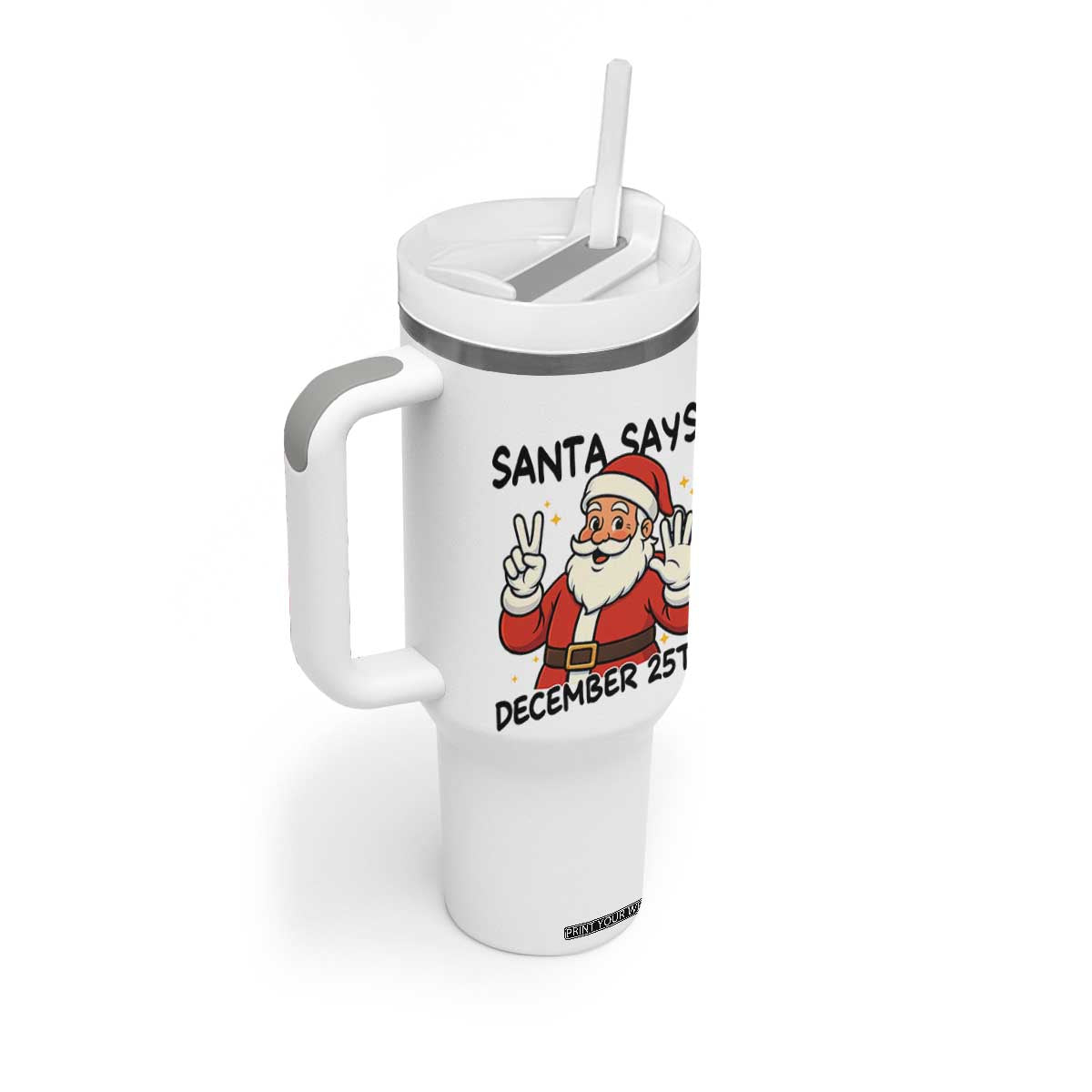 Santa Christmas December 25th Season Tumbler With Handle TS14 Print Your Wear