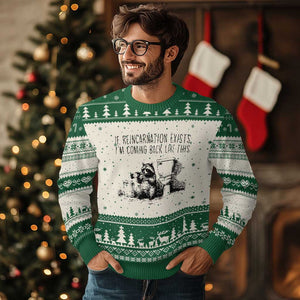 Funny Drunk Raccoon Ugly Christmas Sweater Trashed Panda Meme TS14 Beige Green Print Your Wear