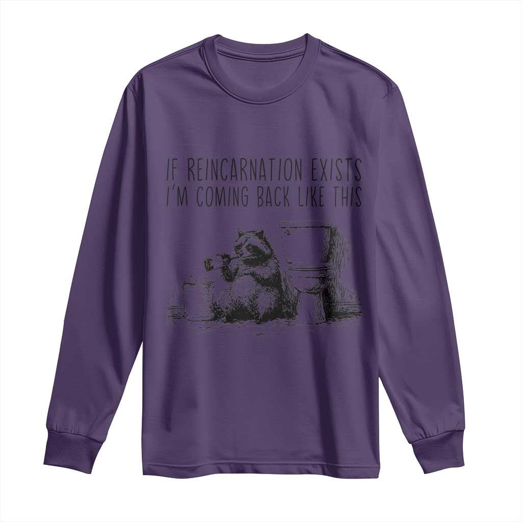 Funny Drunk Raccoon Long Sleeve Shirt Trashed Panda Meme TS14 Purple Print Your Wear