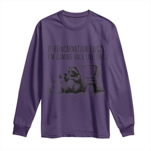 Funny Drunk Raccoon Long Sleeve Shirt Trashed Panda Meme TS14 Purple Print Your Wear