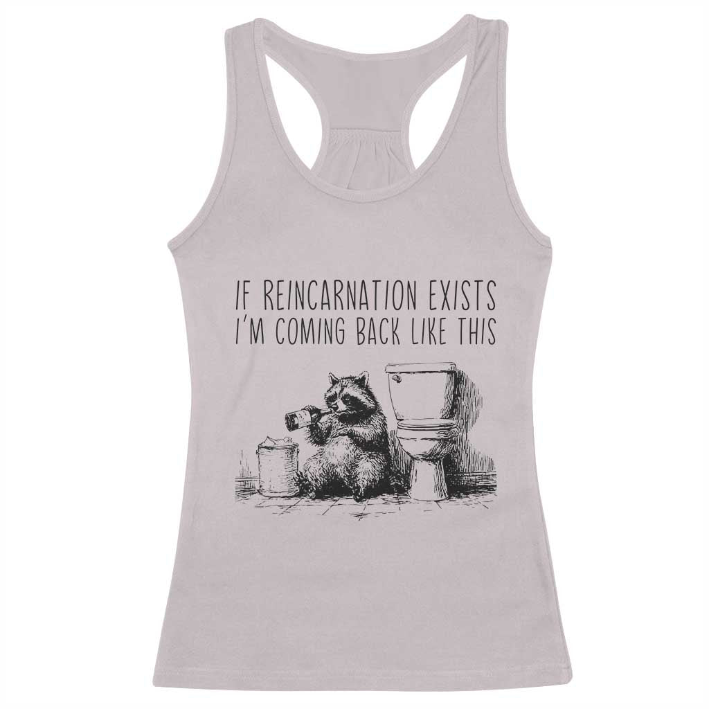 Funny Drunk Raccoon Racerback Tank Top Trashed Panda Meme TS14 Ice Gray Print Your Wear