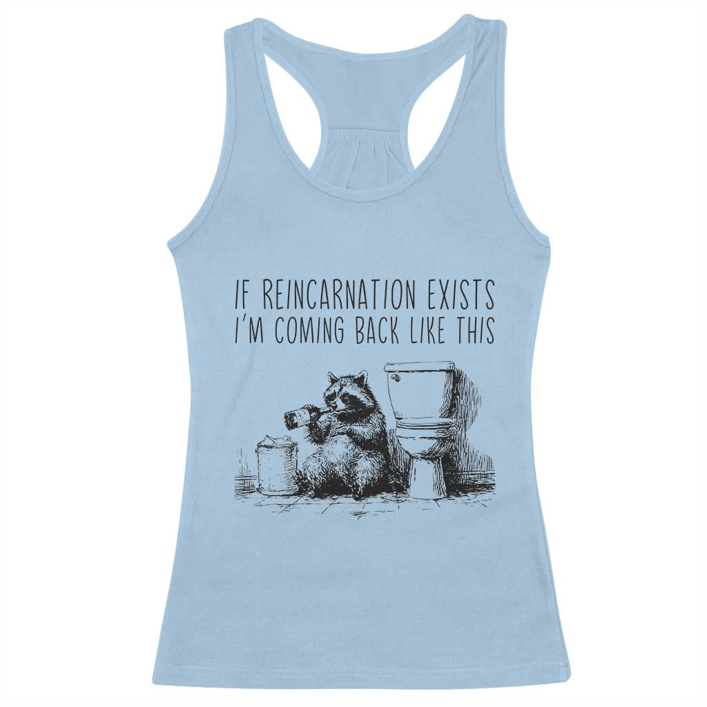Funny Drunk Raccoon Racerback Tank Top Trashed Panda Meme TS14 Light Blue Print Your Wear