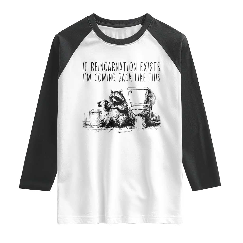 Funny Drunk Raccoon Raglan Shirt Trashed Panda Meme TS14 White Black Print Your Wear