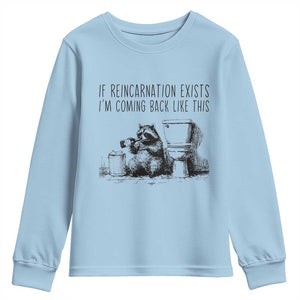 Funny Drunk Raccoon Youth Sweatshirt Trashed Panda Meme TS14 Light Blue Print Your Wear