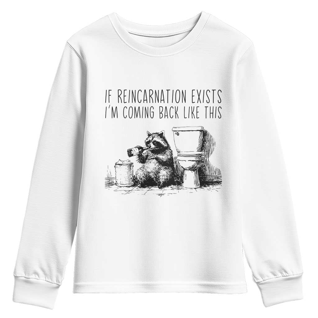 Funny Drunk Raccoon Youth Sweatshirt Trashed Panda Meme TS14 White Print Your Wear
