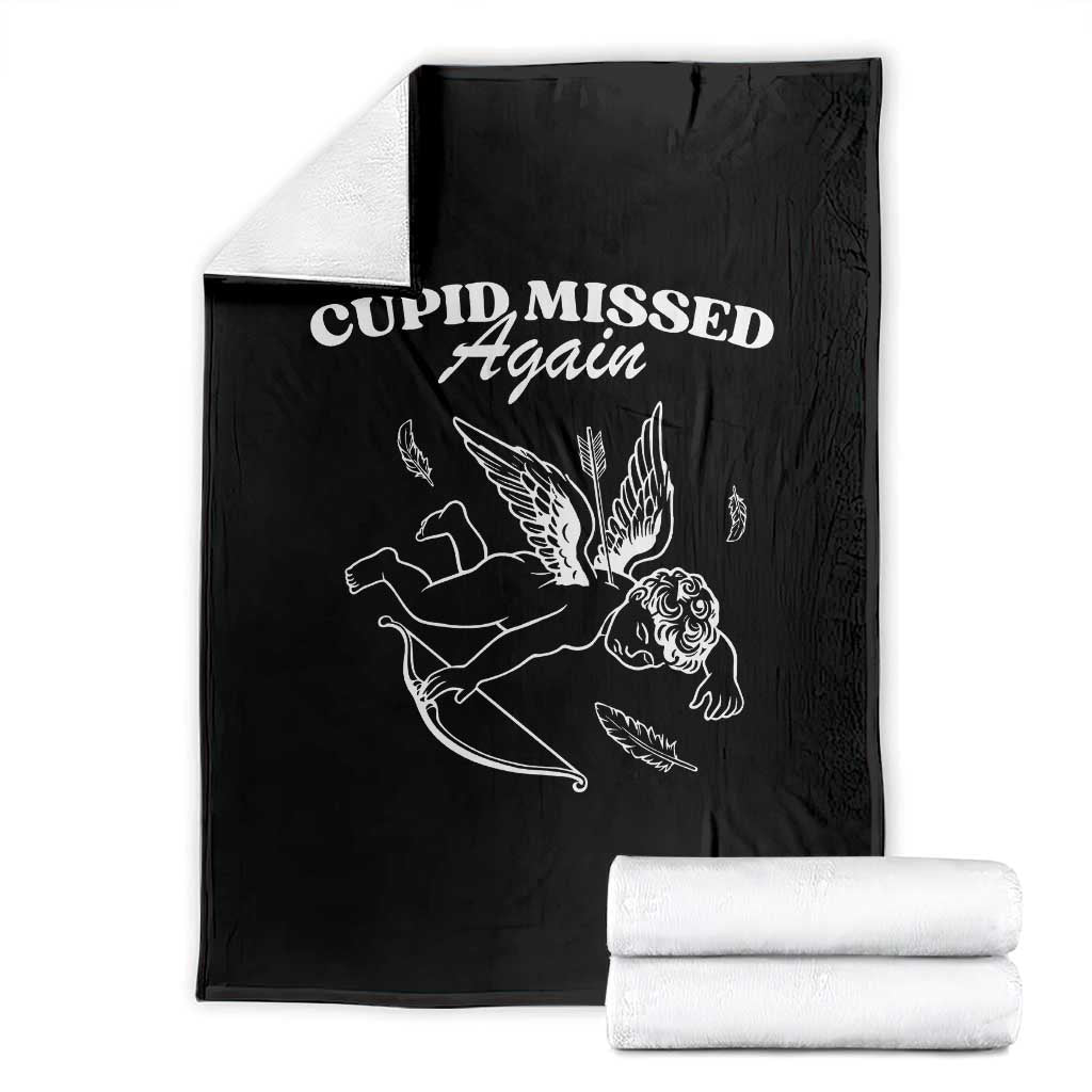 Funny Anti Valentine Throw Blanket Cupid Missed Again TS14 Black Print Your Wear