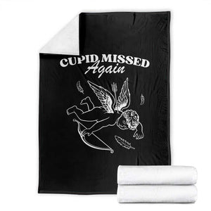 Funny Anti Valentine Throw Blanket Cupid Missed Again TS14 Black Print Your Wear