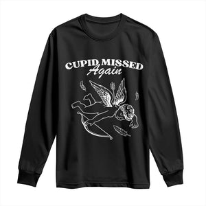 Funny Anti Valentine Long Sleeve Shirt Cupid Missed Again TS14 Black Print Your Wear