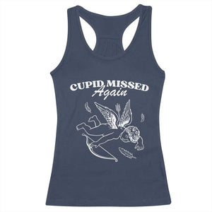 Funny Anti Valentine Racerback Tank Top Cupid Missed Again TS14 Navy Print Your Wear