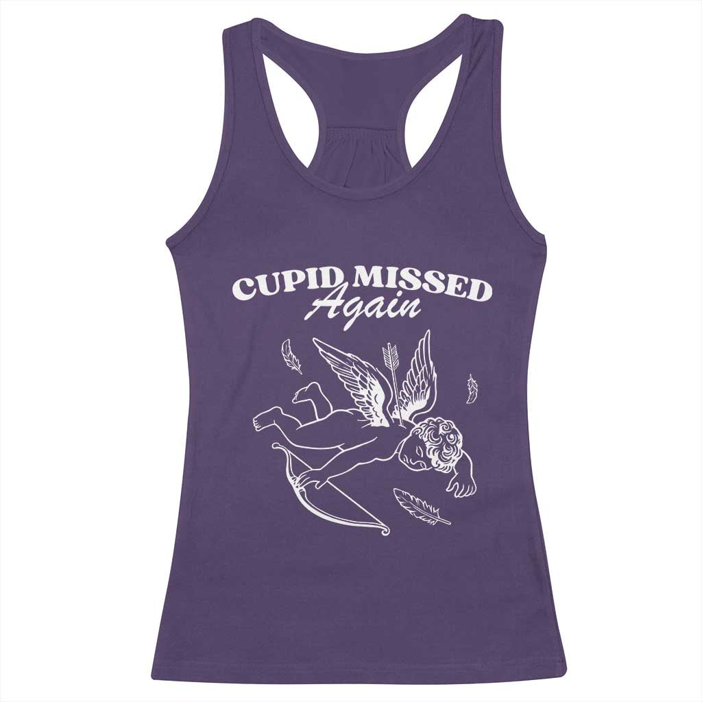 Funny Anti Valentine Racerback Tank Top Cupid Missed Again TS14 Purple Print Your Wear