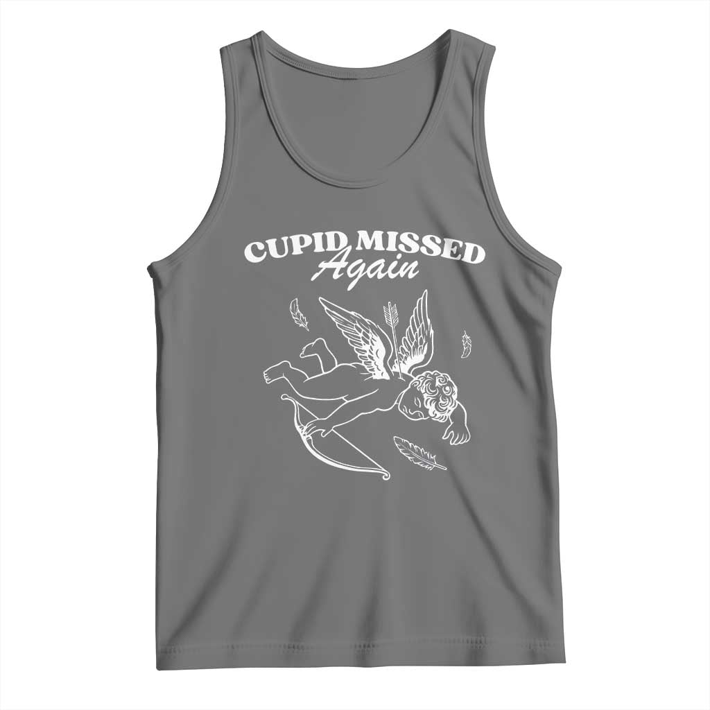 Funny Anti Valentine Tank Top Cupid Missed Again TS14 Black Heather Print Your Wear