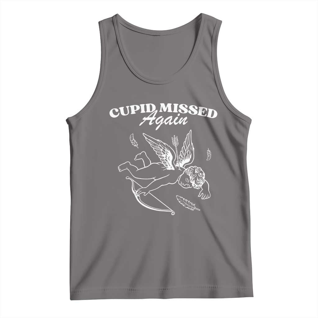 Funny Anti Valentine Tank Top Cupid Missed Again TS14 Deep Heather Print Your Wear