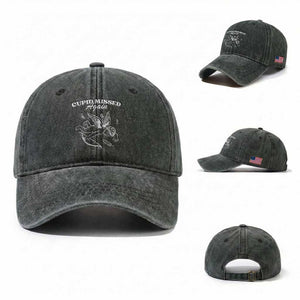 Funny Anti Valentine Washed Cotton Baseball Cap Cupid Missed Again TS14 Washed Cap Universal Fit Dark Green Print Your Wear