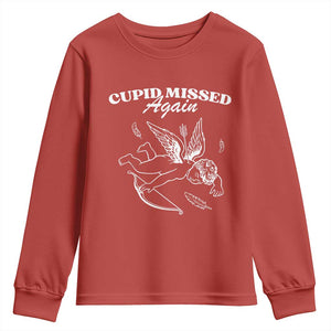 Funny Anti Valentine Youth Sweatshirt Cupid Missed Again TS14 Red Print Your Wear