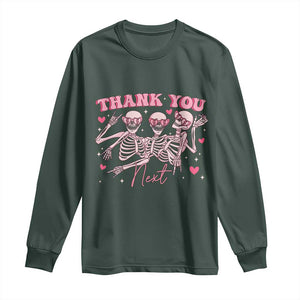 Funny Skeleton Anti Valentines Long Sleeve Shirt TS14 Dark Forest Green Print Your Wear