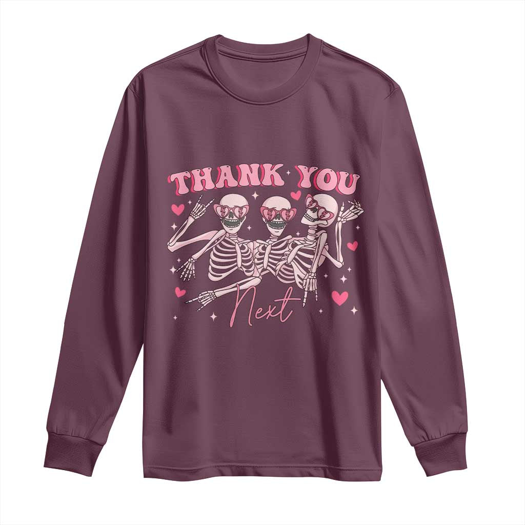 Funny Skeleton Anti Valentines Long Sleeve Shirt TS14 Maroon Print Your Wear