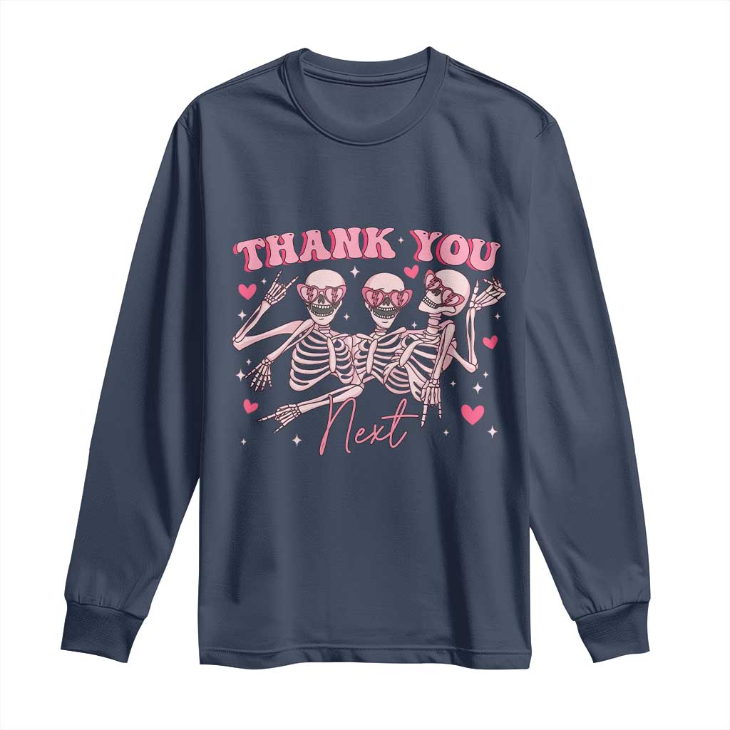 Funny Skeleton Anti Valentines Long Sleeve Shirt TS14 Navy Print Your Wear
