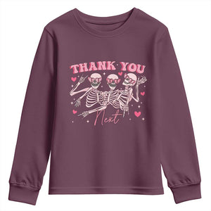 Funny Skeleton Anti Valentines Youth Sweatshirt TS14 Maroon Print Your Wear