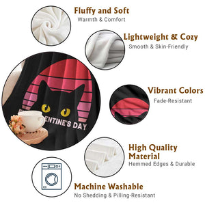 Funny Black Cat Anti Valentine Meme Throw Blanket TS14 Print Your Wear