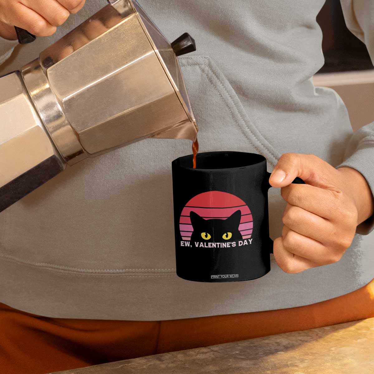 Funny Black Cat Anti Valentine Meme Coffee Mug TS14 Print Your Wear