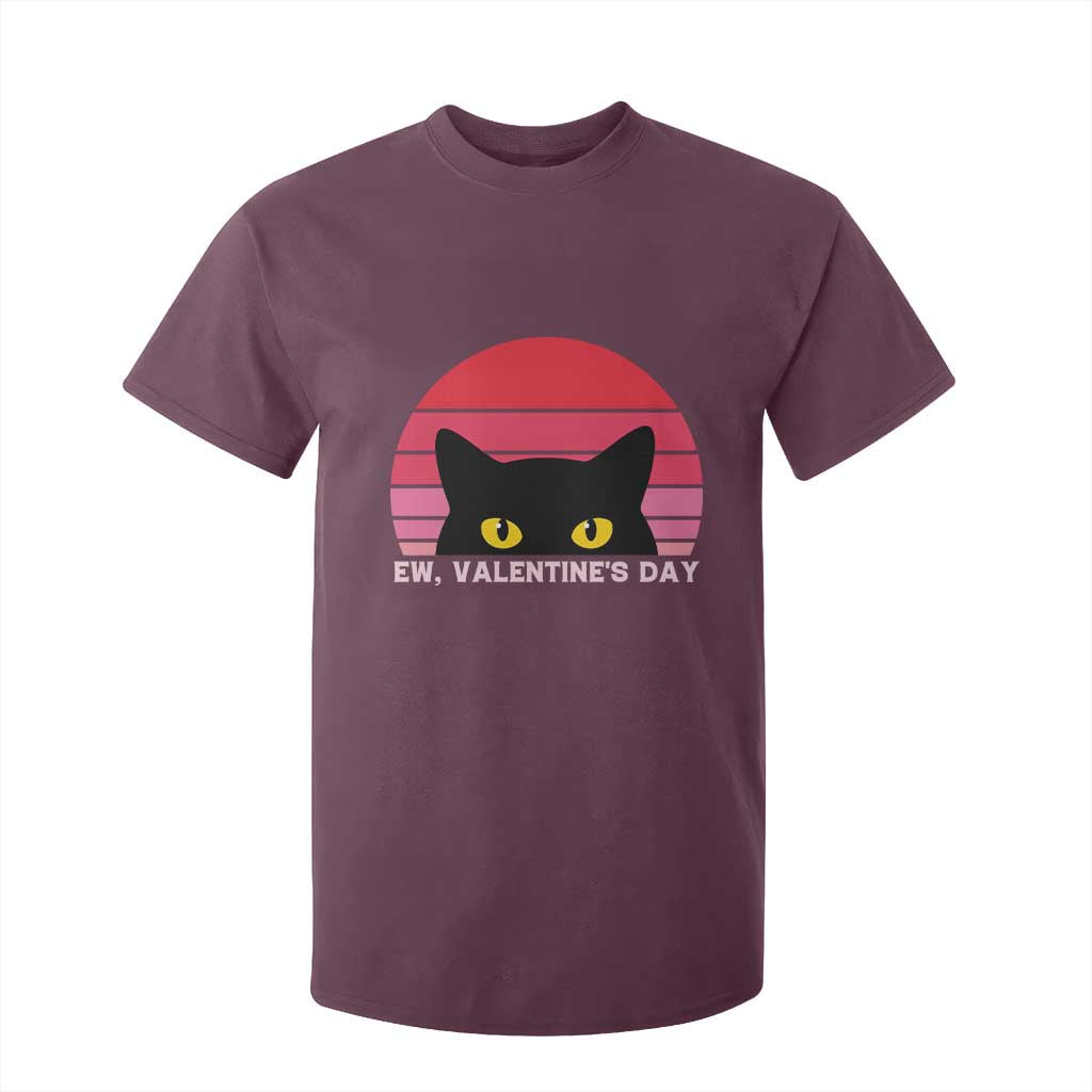 Funny Black Cat Anti Valentine Meme T Shirt For Kid TS14 Maroon Print Your Wear