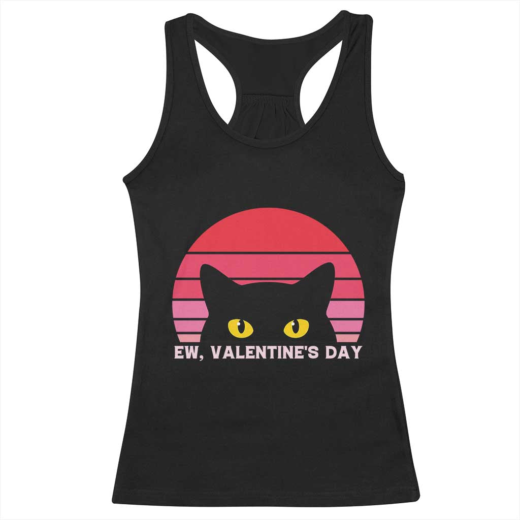 Funny Black Cat Anti Valentine Meme Racerback Tank Top TS14 Black Print Your Wear