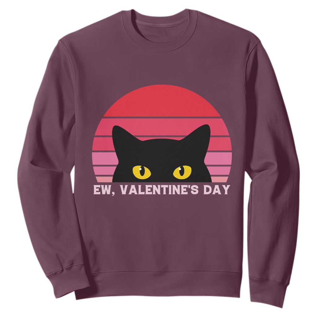 Funny Black Cat Anti Valentine Meme Sweatshirt TS14 Maroon Print Your Wear