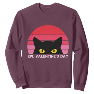Funny Black Cat Anti Valentine Meme Sweatshirt TS14 Maroon Print Your Wear