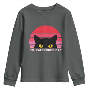 Funny Black Cat Anti Valentine Meme Youth Sweatshirt TS14 Dark Heather Print Your Wear