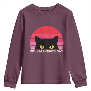 Funny Black Cat Anti Valentine Meme Youth Sweatshirt TS14 Maroon Print Your Wear