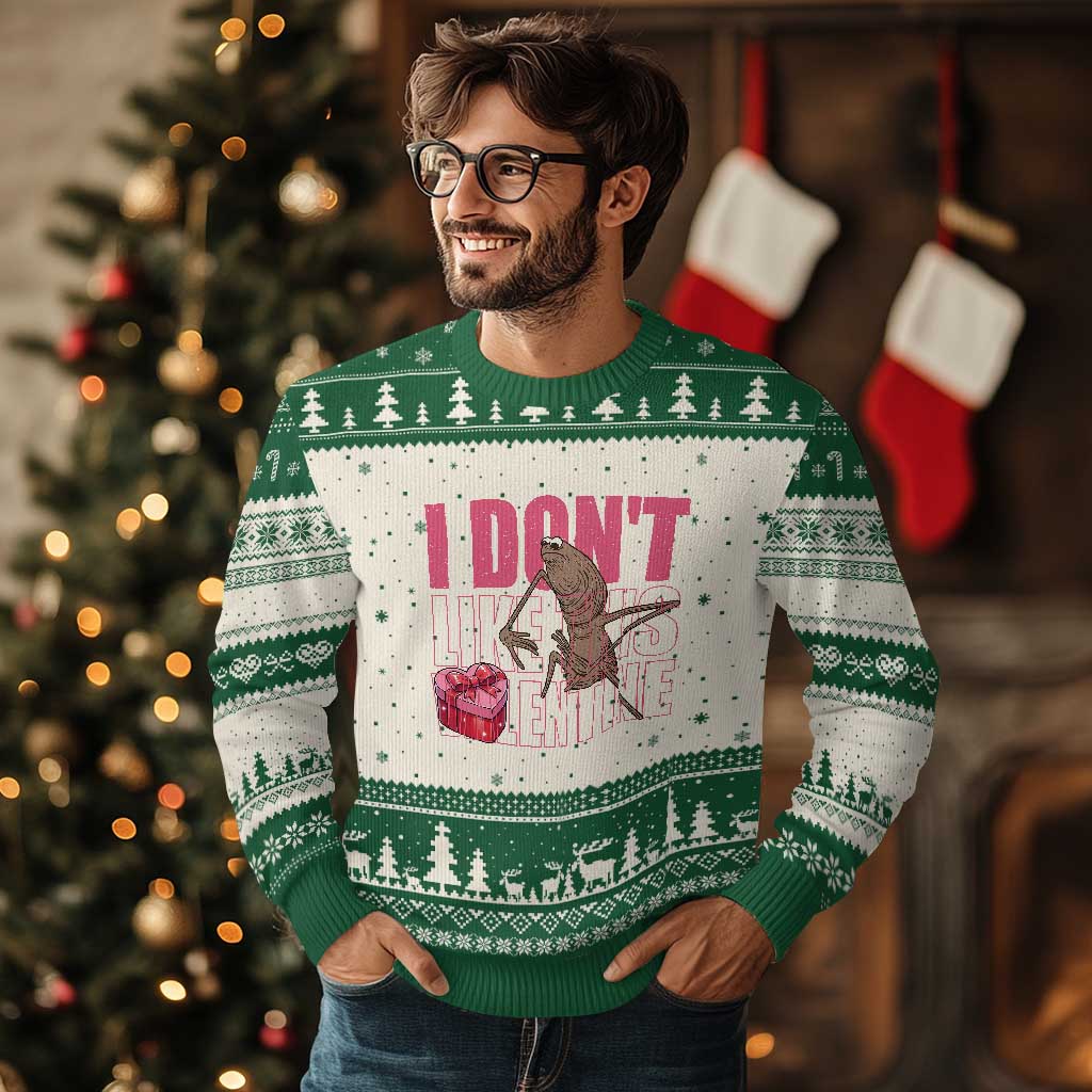 Marcus The Worm Funny Valentine Meme Ugly Christmas Sweater I Don't Like This Valentine TS14 Beige Green Print Your Wear
