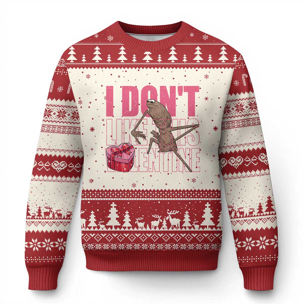 Marcus The Worm Funny Valentine Meme Ugly Christmas Sweater I Don't Like This Valentine TS14 Beige Red Print Your Wear