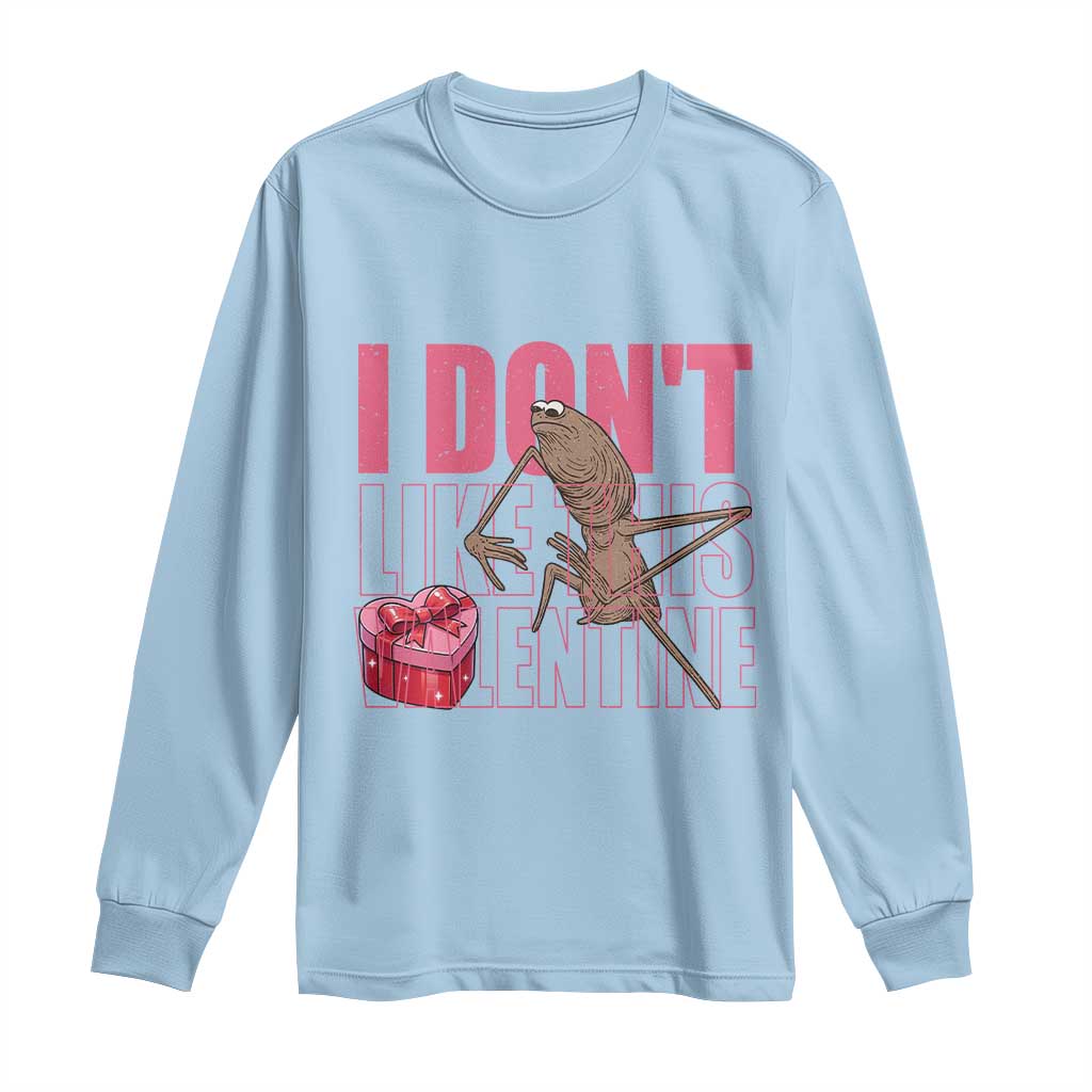 Marcus The Worm Funny Valentine Meme Long Sleeve Shirt I Don't Like This Valentine TS14 Light Blue Print Your Wear