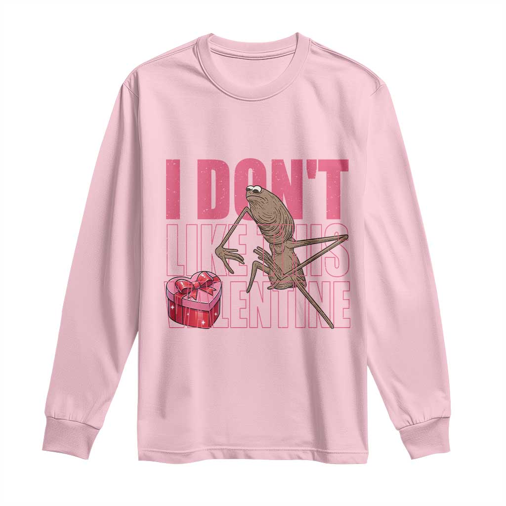 Marcus The Worm Funny Valentine Meme Long Sleeve Shirt I Don't Like This Valentine TS14 Light Pink Print Your Wear