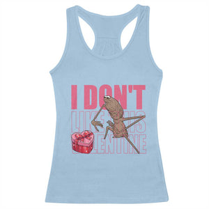 Marcus The Worm Funny Valentine Meme Racerback Tank Top I Don't Like This Valentine TS14 Light Blue Print Your Wear
