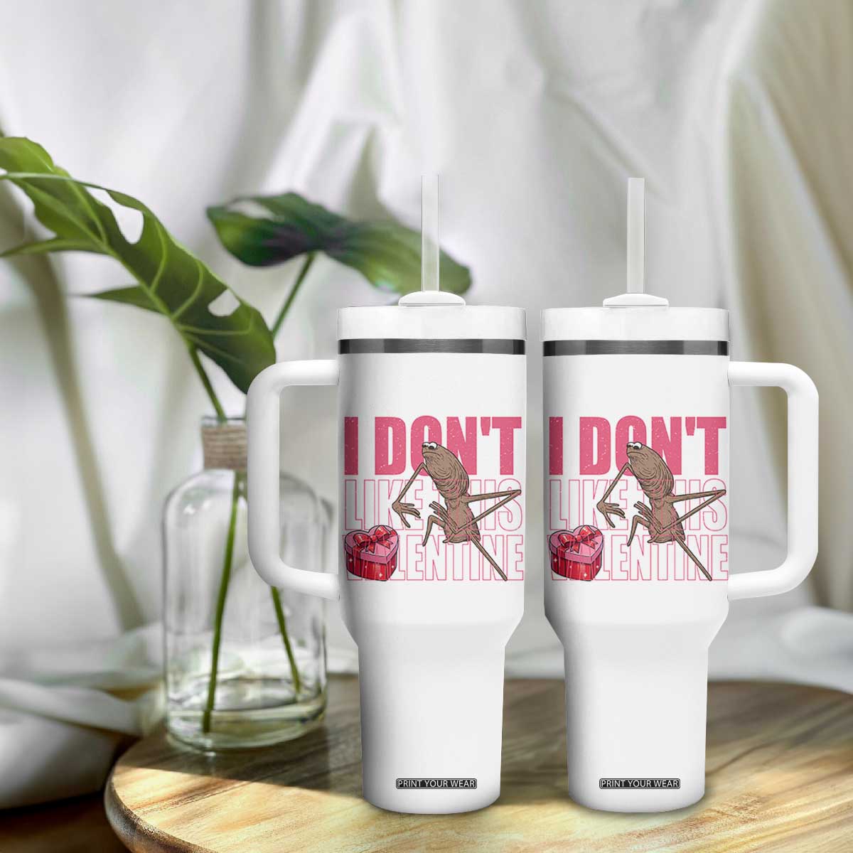Marcus The Worm Funny Valentine Meme Tumbler With Handle I Don't Like This Valentine TS14 Print Your Wear