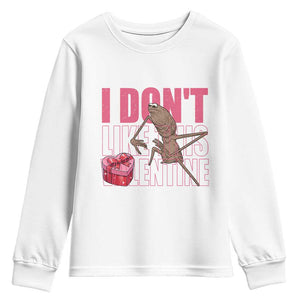 Marcus The Worm Funny Valentine Meme Youth Sweatshirt I Don't Like This Valentine TS14 White Print Your Wear